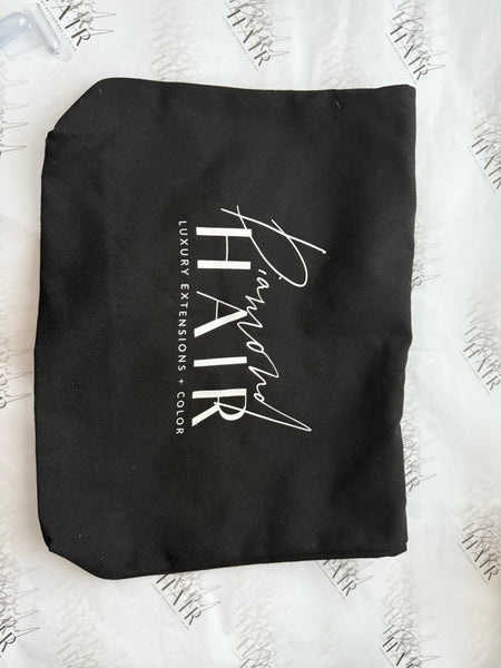 Black canvas branded tote bag