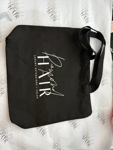 Black canvas branded tote bag